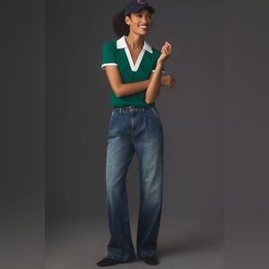 NWT! Modern American Shadow Blue Castro High-Rise Wide-Leg Crop Jeans - Size 29🟢